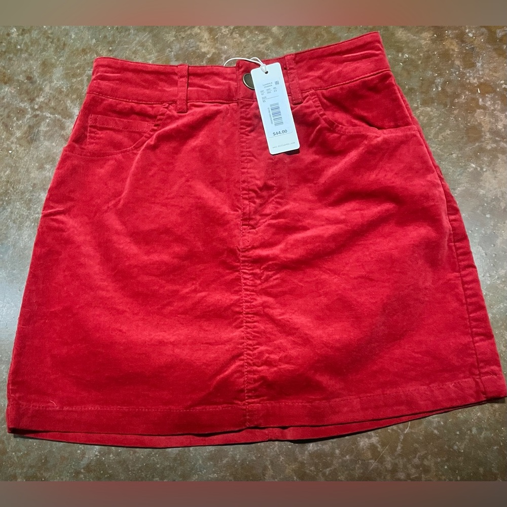 Copper Key Corduroy Mini Skirt. Size XS, Red. NWT